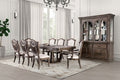 FM3418AK-T-7PC 7 pc Oakham weathered oak finish wood pedestal trestle base dining table set shield back chairs
