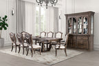 FM3418AK-T-7PC 7 pc Oakham weathered oak finish wood pedestal trestle base dining table set shield back chairs