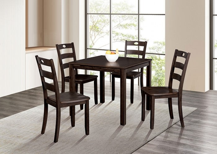FM3419EX-5PK 5 pc Lubbock espresso finish wood dining table set ladder back chairs