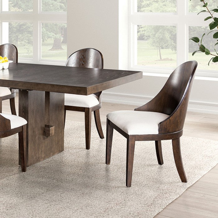 FM3420BR-T-7PC 7 pc Morden dark walnut finish wood mid-century modern dining table set