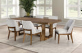 FM3421BR-T-7PC 7 pc Mandal chestnut finish wood mid-century modern dining table set