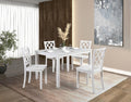FM3424WH-T-5PK 5 pc Yamhill white finish wood dining table set wood top seats