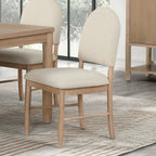 FM3426NT-7PC 7 pc Rheinfall natural finish wood dining table set beige upholstered chairs
