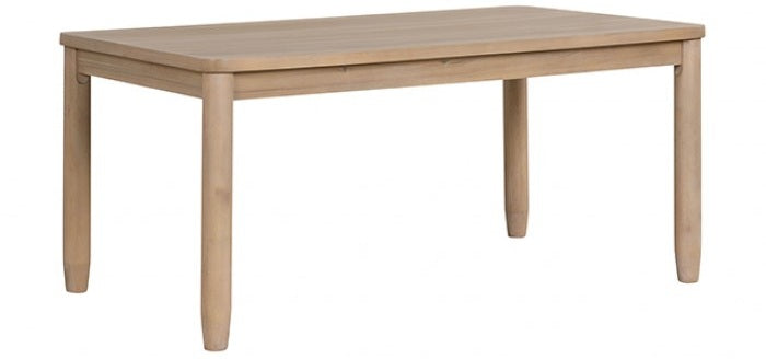 FM3426NT-7PC 7 pc Rheinfall natural finish wood dining table set beige upholstered chairs