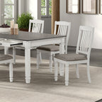 FM3427WH-7PC 7 pc Pendola rustic antique white finish wood two tone farmhouse dining table set with drawers