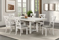 FM3429WH-7PC 7 pc Ferrone rustic white oak finish wood rustic farmhouse dining table set with end leaves