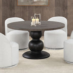 FM3430ES-5PC 5 pc Essen rustic oak dark walnut finish wood 54" round dining table set casters on chairs