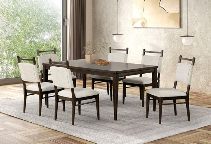 FM3433DW-7PC 7 pc Woolwich dark walnut finish wood modern dining table set