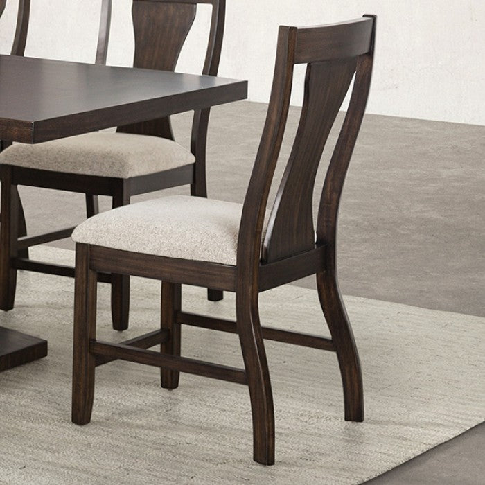 FM3600ES-7PC 7 pc Holsworthy espresso finish wood angled pedestal dining table set
