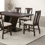 FM3600ES-7PC 7 pc Holsworthy espresso finish wood angled pedestal dining table set