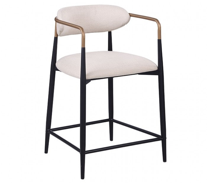 FM37002BK-PT-3PC 3 pc Streatham black white and gold 28" round bar table set with stone top