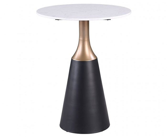 FM37002BK-PT-3PC 3 pc Streatham black white and gold 28" round bar table set with stone top