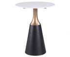 FM37002BK-PT-3PC 3 pc Streatham black white and gold 28" round bar table set with stone top