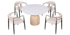 FM37003NT-5PC 5 pc Neasden natural finish wood pedestal 47" round engineered stone top dining table set
