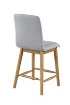 FM37009NT-PT-7PC 7 pc Tangier natural finish wood white marble top storage pedestal base counter height dining table set