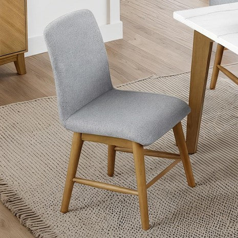 FM37009NT-6PC 6 pc Tangier natural finish wood white marble top dining table set with bench