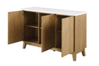 FM37009NT-SV Tangier natural finish wood white marble top storage server sideboard buffet cabinet