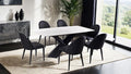 FM3700BK-7PC 7 pc Lenvik black powder coated base and white ceramic top modern dining table set