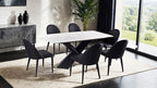 FM3700BK-7PC 7 pc Lenvik black powder coated base and white ceramic top modern dining table set