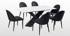 FM3700BK-7PC 7 pc Lenvik black powder coated base and white ceramic top modern dining table set