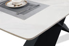 FM3700BK-7PC 7 pc Lenvik black powder coated base and white ceramic top modern dining table set