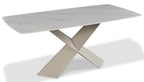 FM3700BR-7PC 7 pc Lenvik brown powder coated base and white ceramic top modern dining table set