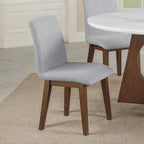 FM37011WN-RT-5PC 5 pc Ostbirk walnut finish wood pedestal base 52" round marble top dining table set