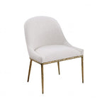 FM37012GD-5PC 5 pc Balvi matte gold hammered finish frame 48" round faux marble top dining table set