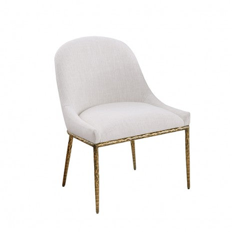 FM37012GD-5PC 5 pc Balvi matte gold hammered finish frame 48" round faux marble top dining table set