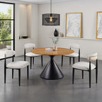 5 pc Athan 48" Round Oak Finish Top and Black Base Dining Table Set – FM37018BK-RT-5PC18BK