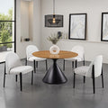 5 pc Athan 48" Round Oak Finish Top and Black Base Dining Table Set – FM37018BK-RT-5PC19BK