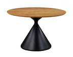 5 pc Athan 48" Round Oak Finish Top and Black Base Dining Table Set – FM37018BK-RT-5PC19BK