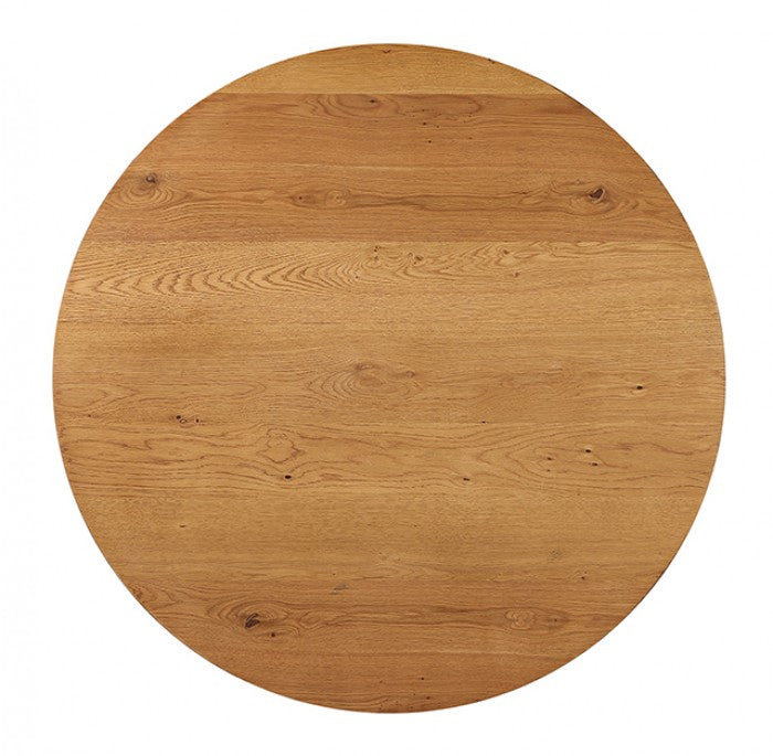 5 pc Athan 48" Round Oak Finish Top and Black Base Dining Table Set – FM37018BK-RT-5PC19BK