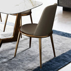 FM3701GD-7PC 7 pc Norelli gold finish base white ceramic top modern dining table set