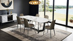 FM3701SV-7PC 7 pc Norelli silver finish base white ceramic top modern dining table set