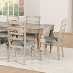 FM39000AK-7PC 7 pc Chesapeake light white wash finish wood modern farmhouse style dining table set