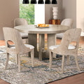 FM39004AK-RT-5PC 5 pc Sterling west white oak finish wood contemporary 54" round dining table with rounded back chairs