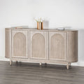 FM39004AK-SV Sterling west white oak finish wood contemporary server sideboard buffet cabinet embossed wood panels