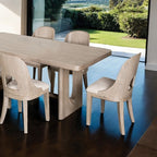 FM39004AK-7PC 7 pc Sterling west white oak finish wood contemporary dining table with rounded back chairs