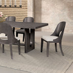 FM39004ES-7PC 7 pc Sterling west ash gray finish wood contemporary dining table with rounded back chairs