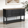 FM39009BK-SV  Neue mills black and rustic oak finish wood farmhouse style dining buffet server cabinet