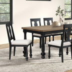 FM39009BK-7PC 7 pc Neue mills black and rustic oak finish wood farmhouse style dining table set