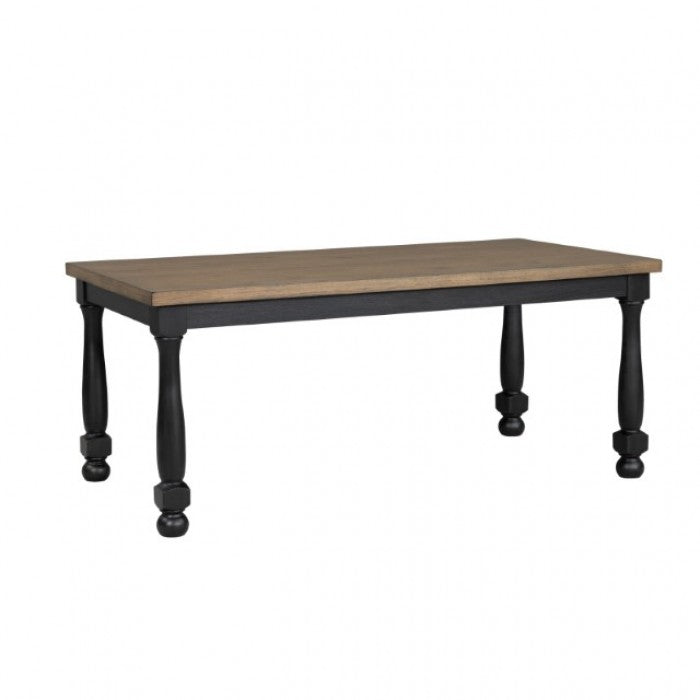 FM39009BK-7PC 7 pc Neue mills black and rustic oak finish wood farmhouse style dining table set