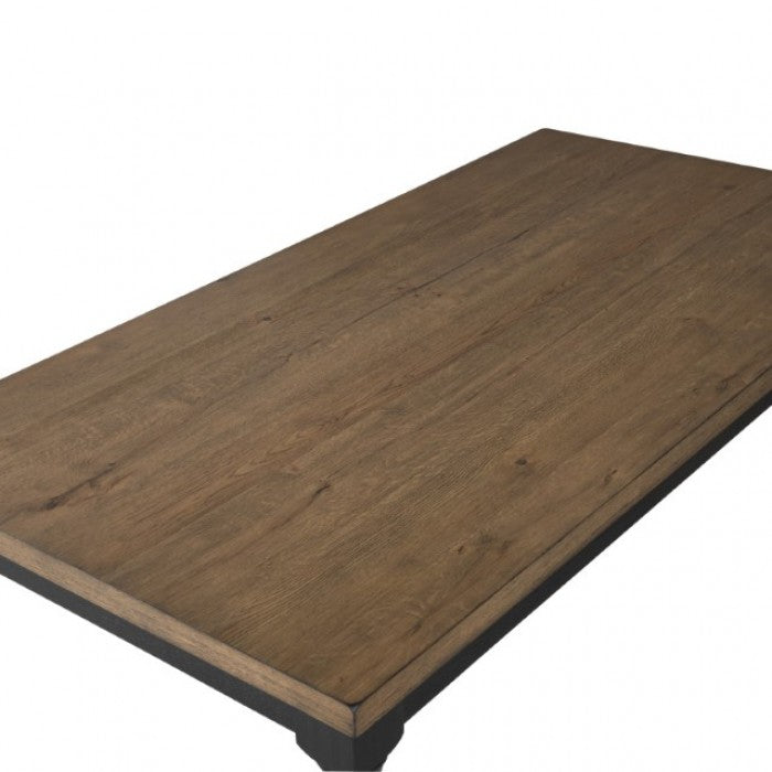 FM39009BK-7PC 7 pc Neue mills black and rustic oak finish wood farmhouse style dining table set