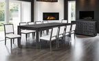 FM39011BK-11PC 11 pc Hatton cross weathered black finish wood modern contemporary 118" dining table set