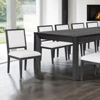 FM39011BK-11PC 11 pc Hatton cross weathered black finish wood modern contemporary 118" dining table set