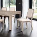FM39016AK-7PC 7 pc Belize natural oak finish wood modern soft rounded edges dining table set