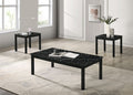 FM42900BK-3PK 3 pc Findlay black wood finish black faux marble top coffee and end table set