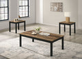 FM42900BR-3PK 3 pc Findlay brown finish wood faux wood finish top coffee and end table set
