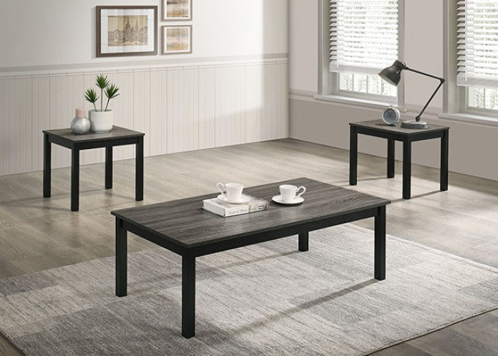 FM42900GY-3PK 3 pc Findlay grey finish wood faux wood finish top coffee and end table set